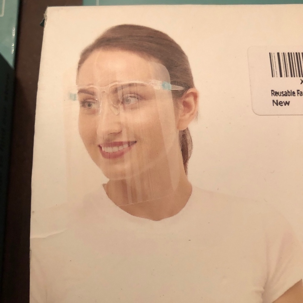 Plastic Face Sheilds. (3 in box)(2 boxes)NEW.